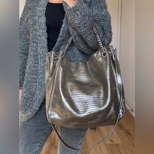 Micheal Kors Metallic Silver Bobo Bag